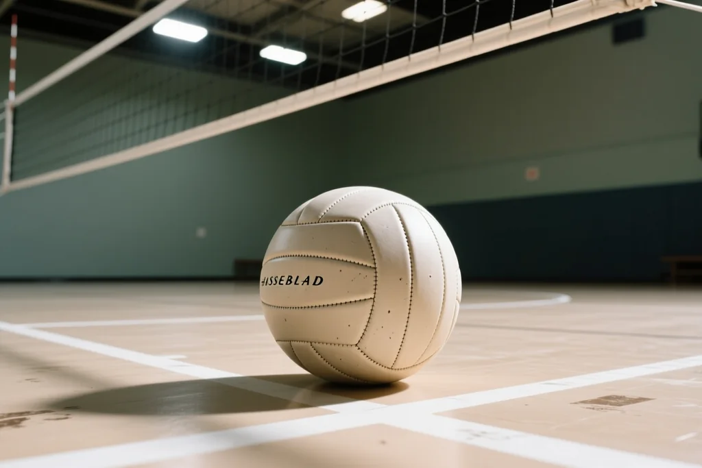 Jogadores de andebol em ataque posicional num pavilhão