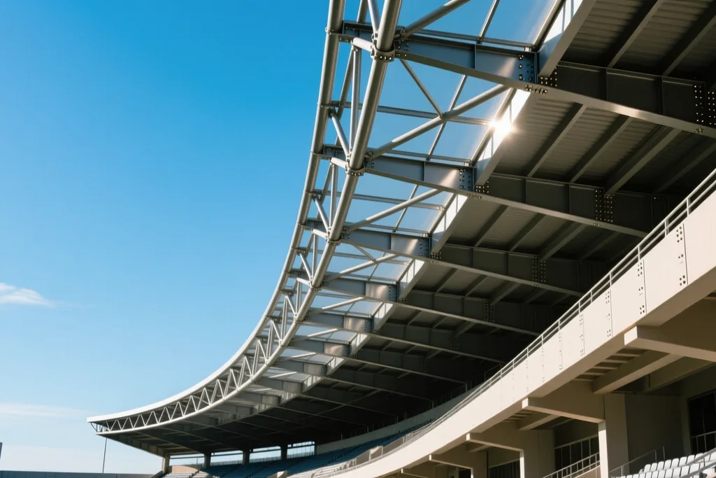 Árbitro de futebol em campo a observar o lance de longe